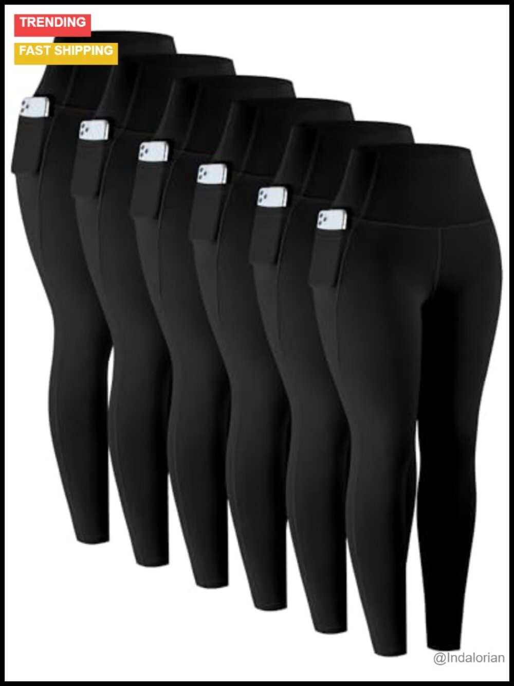 6 Pack High Waisted Tummy Control Leggings with Pockets Yoga Pants
